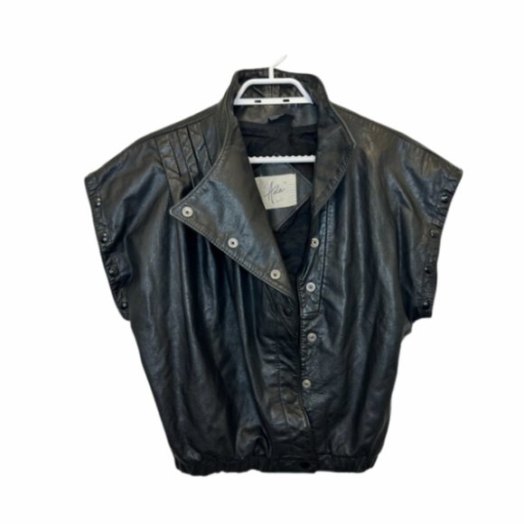 Ava Jackets & Blazers - Ava Vintage Black Leather Button Up Vest